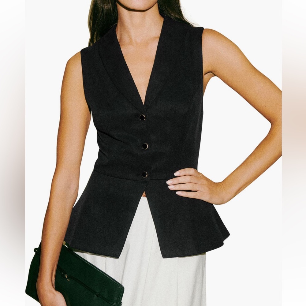 Reformation black Oakley peplum vest US 12